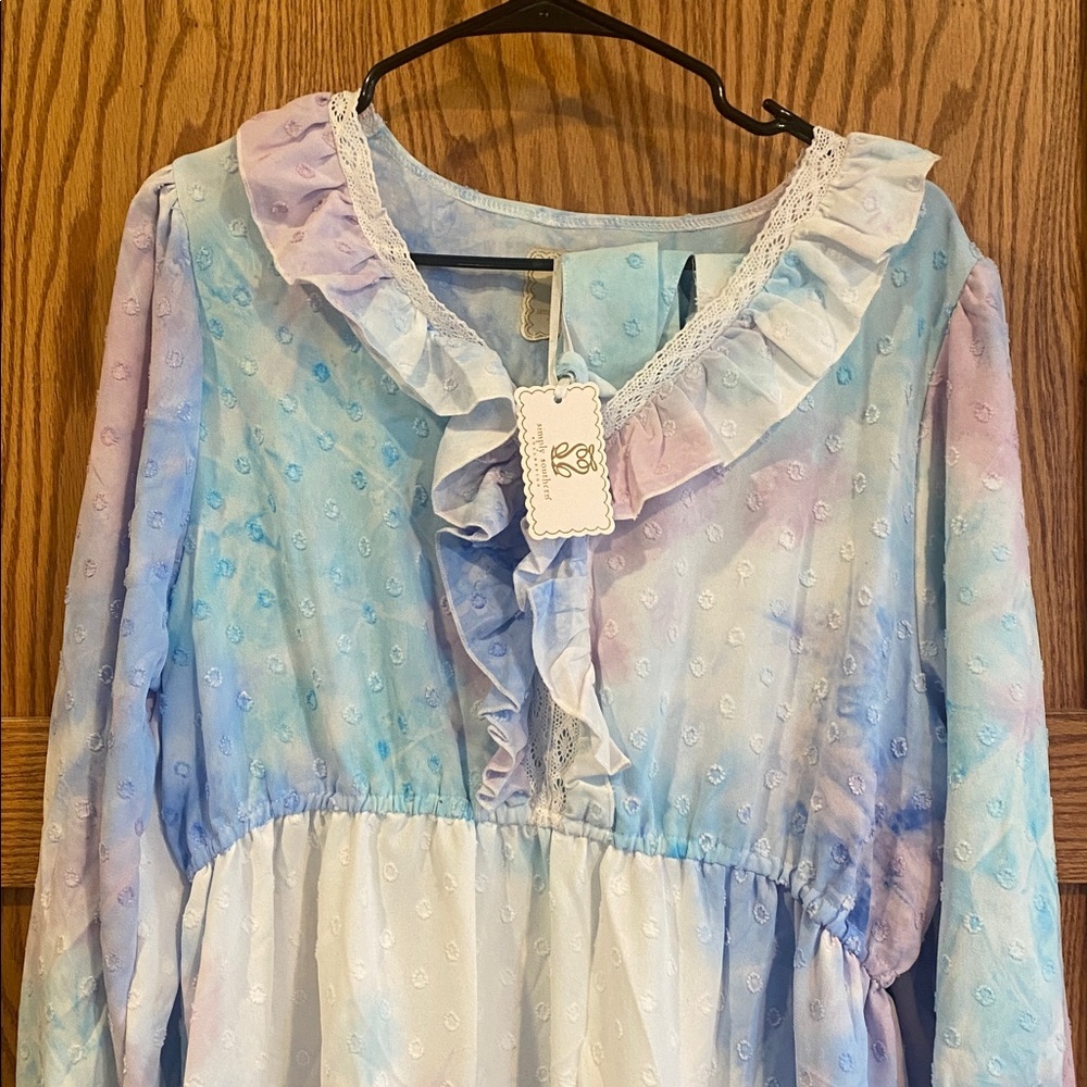 Simply Southern Blue and Pink Tie-Dye Dress XXL NWT - Picture 2 of 7